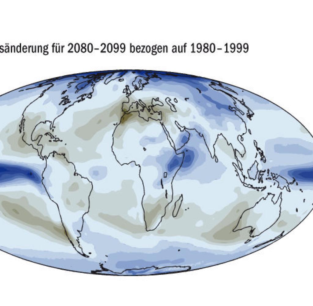 Einerseits ist die zunehmende Wärme gleichbedeutend mit kräftigem Abschmelzen. Andererseits fallen mehr Niederschläge, die zu einem großen Teil als Schnee niedergehen und die Eisdecke "aufpolstern". Zurzeit schmilzt das arktische Eis, beim antarktischen Schild ist das Bild uneinheitlich.