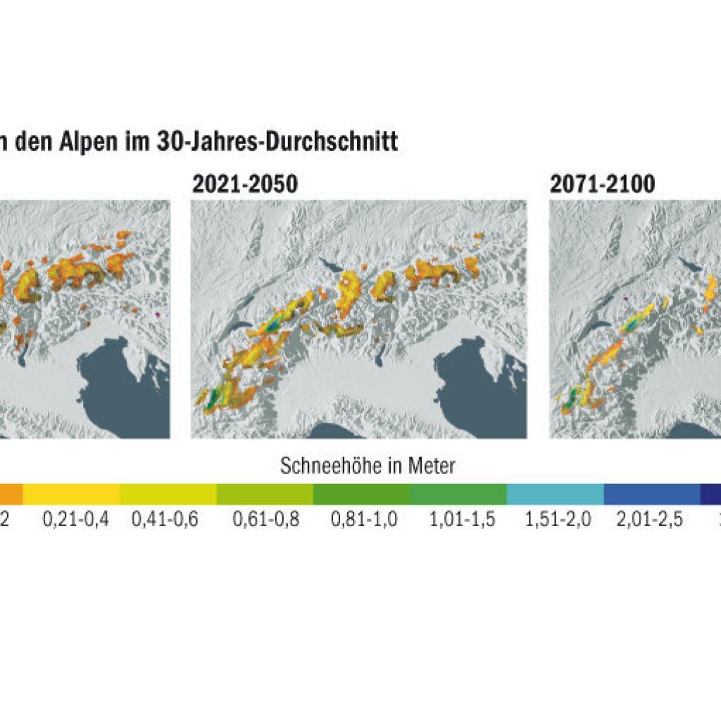 Extremschwund: Schneekanonen könnten zu Logos der Wintersportgebiete werden, denn die Schneehöhen schrumpfen dramatisch. Auch in den vergangenen Wintern war das schon zu beobachten.