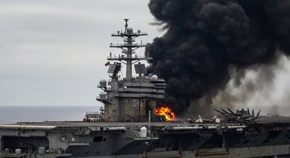 1230. Płonący lotniskowiec